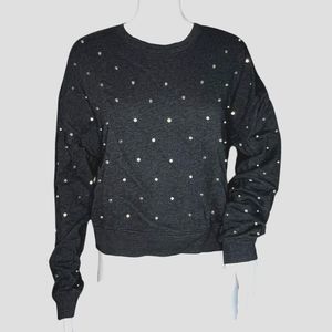 Belle Vere Sweatshirt Womens Small Gray Allover Metal Studs Casual‎ Rock Edgy